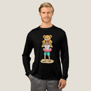Süßer Cartoon-Mann mit riesigem Teddybär Sommer-Sp Tri-Blend Shirt