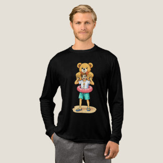 Süßer Cartoon-Mann mit riesigem Teddybär Sommer-Sp Tri-Blend Shirt