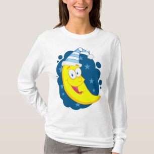 Süßer Cartoon-Mond-Banane in Nachtmütze T-Shirt