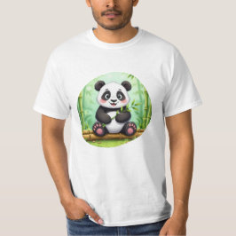 Süßer Cartoon-Panda auf Bambusfleck T-Shirt