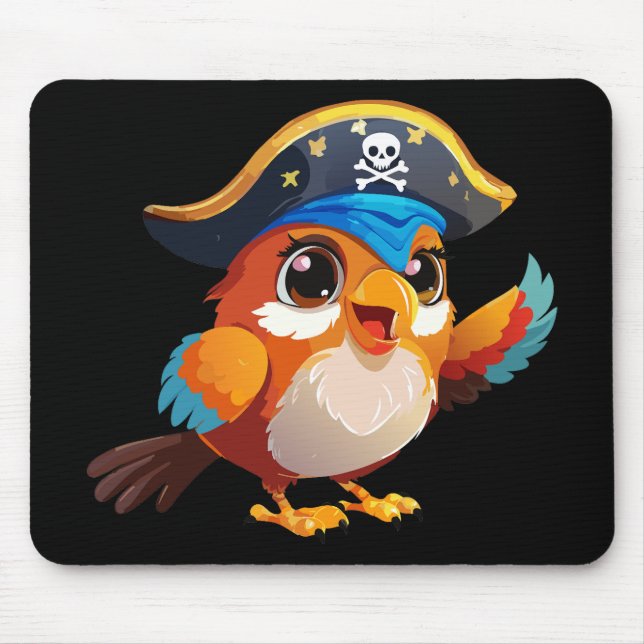 Süßer Cartoon-Papageien-Pirat Mousepad (Vorne)