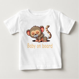 Süßer Cartoon schlafender Affe   Baby an Bord Auto T-shirt