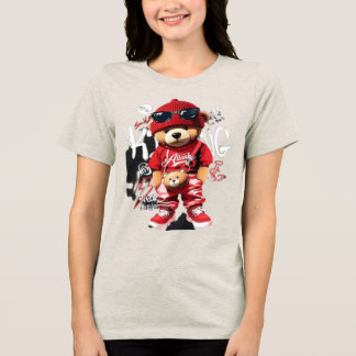 Süßer Cartoon-Teddybär Frauen T-Shirt Tri-Blend Shirt