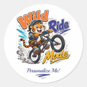 Süßer Cartoon-Tiger BMX-Fahrrad Kinder Personalisi Runder Aufkleber