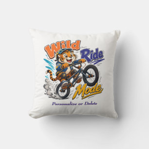 Süßer Cartoon-Tiger BMX-Fahrradfahrer Personalisie Kissen