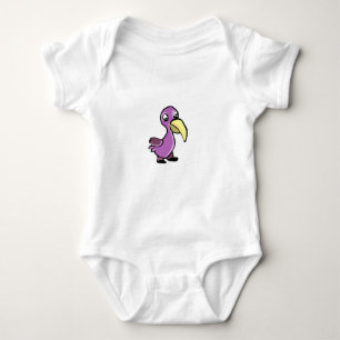 Süßer Cartoon-Vogel in Lila Baby Strampler