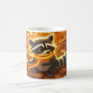 süßer Cartoon-Waschbär in einer Herbstlandschaft Kaffeetasse