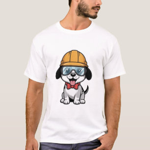 Süßer Cartoon-Welpe mit Bauhelm T-Shirt
