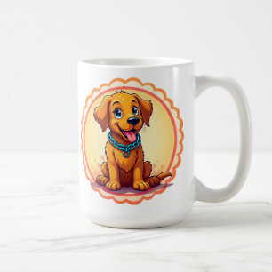 Süßer Cartoon-Welpe mit blauem Halsband Kaffeetasse