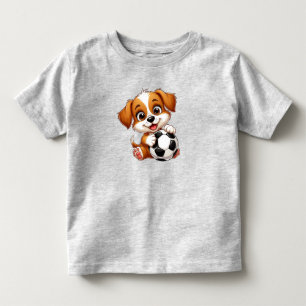 Süßer Cartoon-Welpe mit Fußball Kleinkind T-shirt