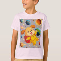 Süßer Cartoon-Welpe mit Rucksack schwebend