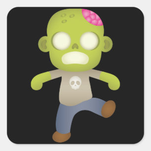 Süßer Cartoon Zombie Quadratischer Aufkleber