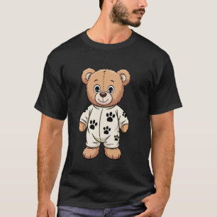 Süßer Cartoonbär in Schlafanzug mit Pfotenabdrücke T-Shirt