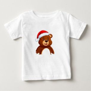 Süßer Cartoonbär mit Weihnachtsmannmütze und Weihn Baby T-shirt