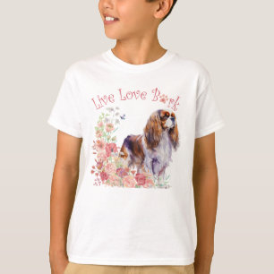 Süßer Cavalier King Charles Spaniel Hund Blumen T-Shirt