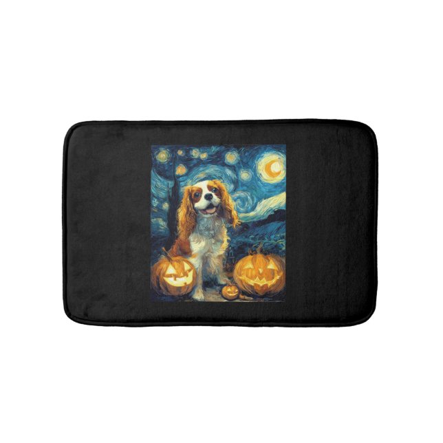 Süßer Cavalier King Charles Spaniel Hund Halloween Badematte (Vorderseite)