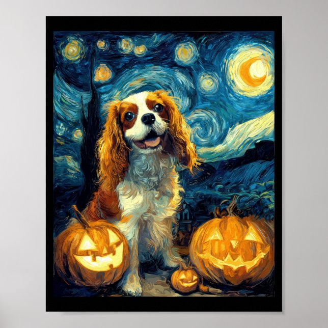Süßer Cavalier King Charles Spaniel Hund Halloween Poster (Vorne)