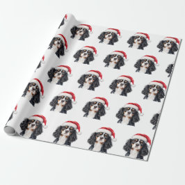 Süßer Cavalier King Charles Spaniel mit Weihnachts Geschenkpapier