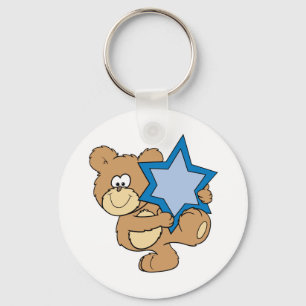 süßer Chanukka-Teddybär mit Davidstern Schlüsselanhänger