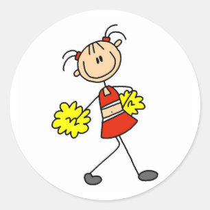 Süßer Cheerleading-Strichmännchen-Aufkleber Runder Aufkleber