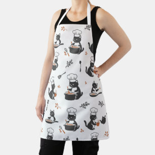 Süßer Chef-Katzen-Schürze mit Schwarz-Weiß-Muster Schürze