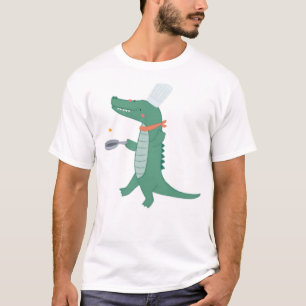 Süßer Chef Krokodil Kochen Lustiger Alligator Cart T-Shirt