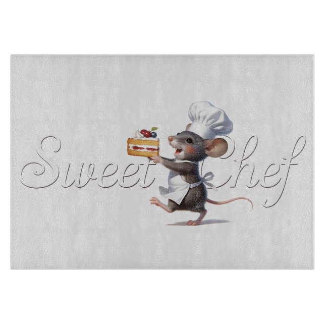"Süßer Chef" Maus-Logo-Illustration Schneidebrett (Vorderseite)