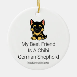 Süßer Chibi-Deutscher-Schaferhund-Welpe-Baby-Schmu Keramik Ornament