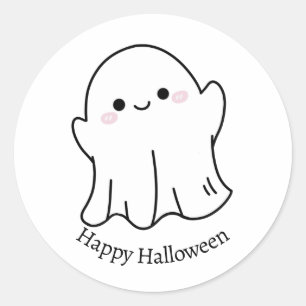 Süßer Chibi-Geist Frohes Halloween Runder Aufkleber
