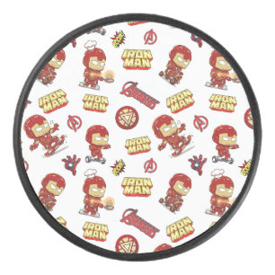 Süßer Chibi-Iron-Man-Nahtloses Muster - Superheld Eishockey Puck
