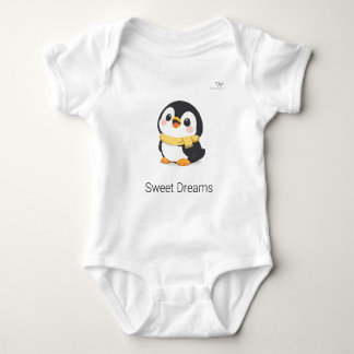 Süßer Chibi-Pinguin mit Schal, personalisiert Baby Strampler