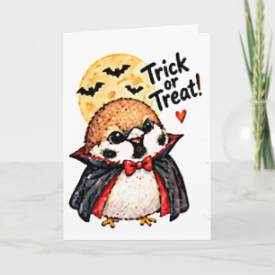 Süßer Chibi-Spatz Dracula-Vogel Halloween Karte