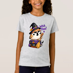 Süßer Chibi-Spatz-Vogel-Halloween-Hexe Bitte T-Shirt