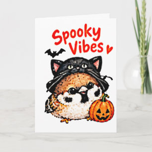 Süßer Chibi-Spatz-Vogel Halloween Karte