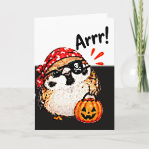 Süßer Chibi-Spatz-Vogel-Halloween-Pirat-Spaß Karte