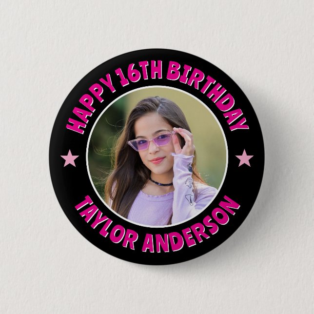 Süßer Chic Glücklicher Geburtstag Benutzerdefinier Button (Vorderseite)