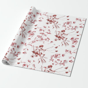 Süßer Chic Vintage Cupid Engel Rotes Blumen-Toile Geschenkpapier