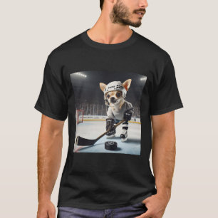 Süßer Chihuahua auf Eis für Hockey und Chihuahua-F T-Shirt