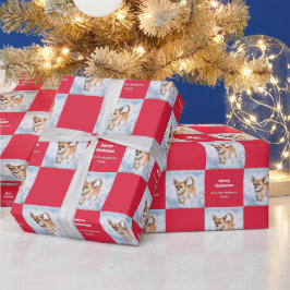 Süßer Chihuahua-Hund im Schnee Roter Weihnachten Geschenkpapier