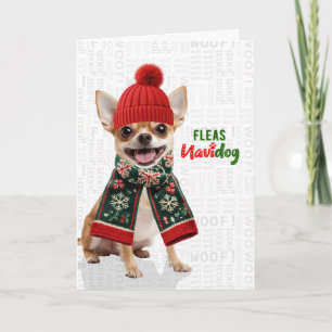 Süßer Chihuahua-Hund Lustige Flöhe Navidog Weihnac Feiertagskarte