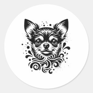 Süßer Chihuahua-Hund Vintage-Tätowierkunst _2 Runder Aufkleber
