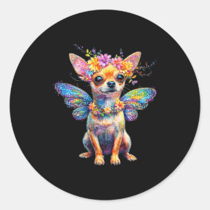 Süßer Chihuahua-Hunde-Engel mit Flügeln Runder Aufkleber