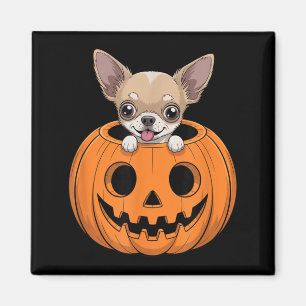 Süßer Chihuahua im Kürbis lustiger Hund Halloween Magnet