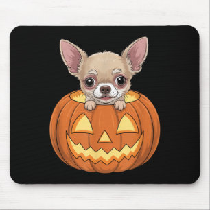 Süßer Chihuahua im Kürbis Lustiger Hund Halloween Mousepad