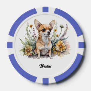 Süßer Chihuahua in Blumen Pokerchips