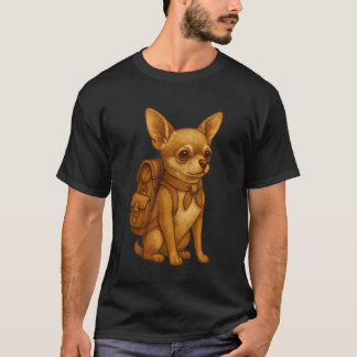 Süßer Chihuahua Rucksacktourist Camping Wanderer W T-Shirt