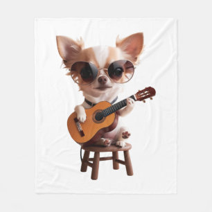 süßer Chihuahua spielt klassische Gitarre Cartoon Fleecedecke