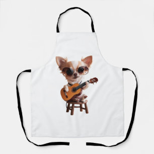 süßer Chihuahua spielt klassische Gitarre Cartoon Schürze