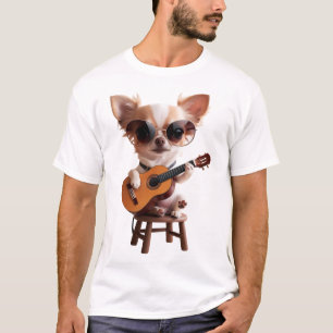 süßer Chihuahua spielt klassische Gitarre Cartoon  T-Shirt