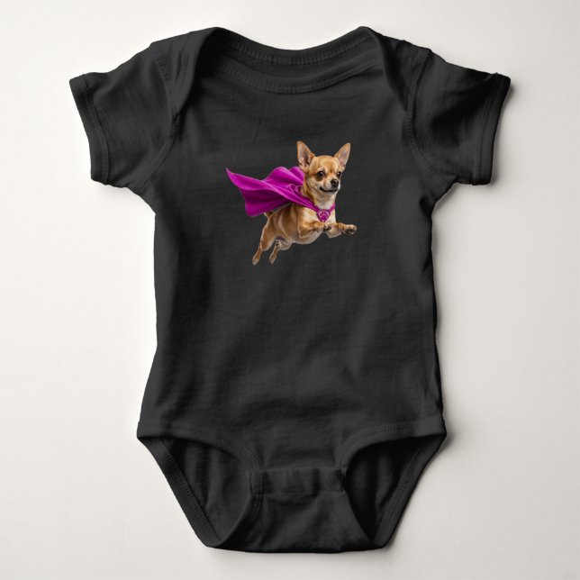 Süßer Chihuahua Superheld  Baby Strampler (Vorderseite)